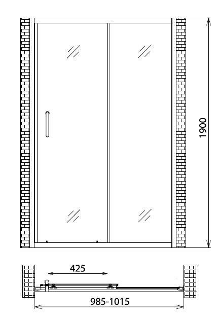 Душевая дверь хром 100x190см Gemy S30191HM