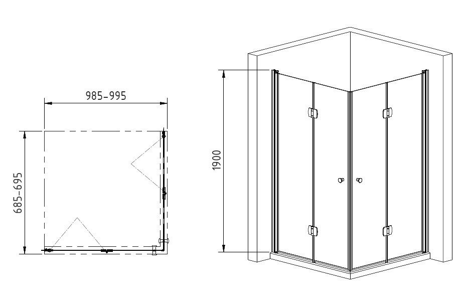 Душевой уголок 100x70х190см Gemy S37193D-S37193A