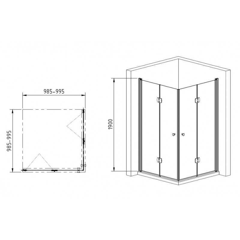 Душевой уголок 100x100х190см Gemy S37193D-S37193D