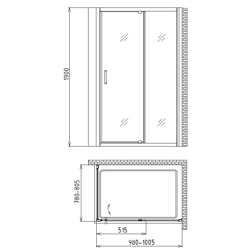 Душевой уголок 100x80х190см Gemy S28191AM-A80M
