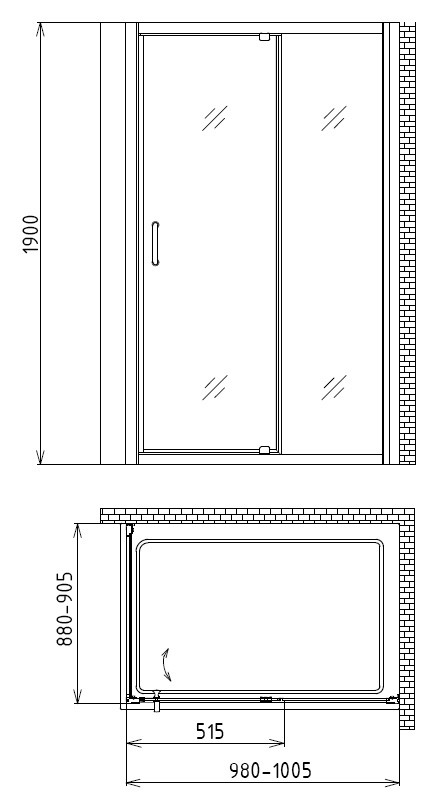 Душевой уголок 100x90х190см Gemy S28191AM-A90M