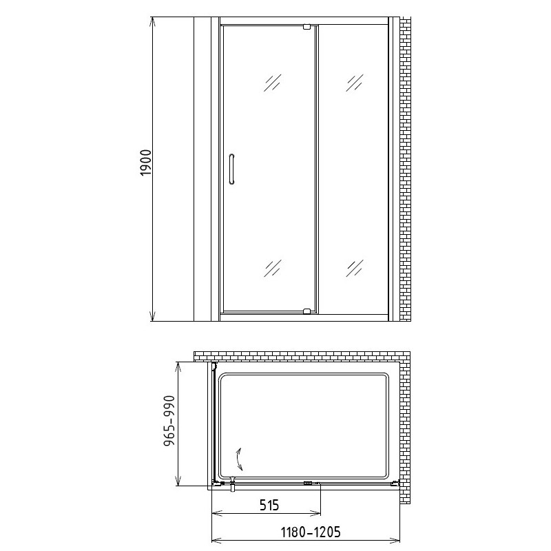 Душевой уголок 120x100х190см Gemy S28191BM-A100M