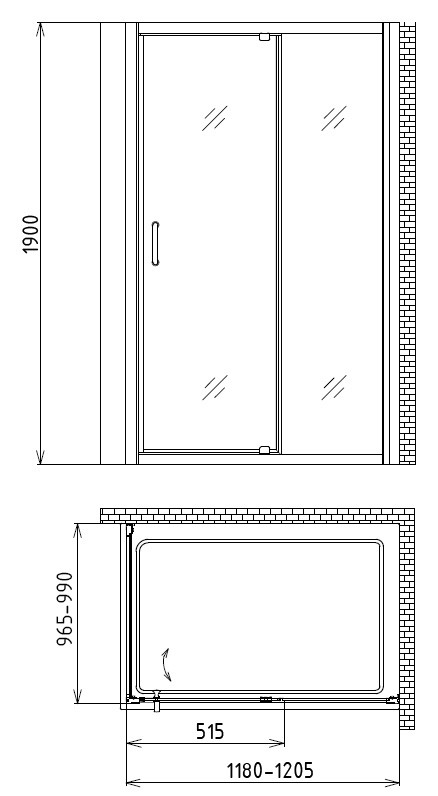 Душевой уголок 120x100х190см Gemy S28191BM-A100M