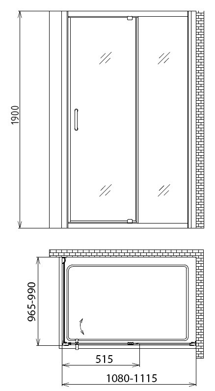 Душевой уголок 110x100х190см Gemy S28191CM-A100M