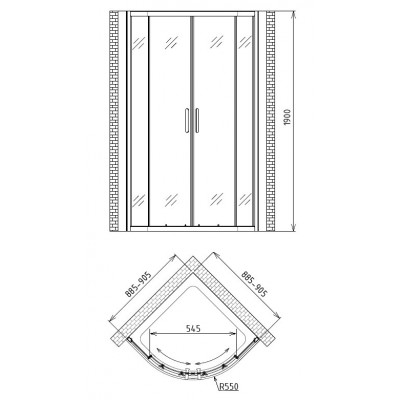 Душевой уголок 90x90х190см Gemy S30072M