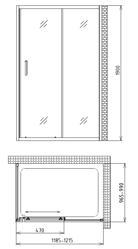 Душевой уголок 120x100х190см Gemy S30191AM-A100M