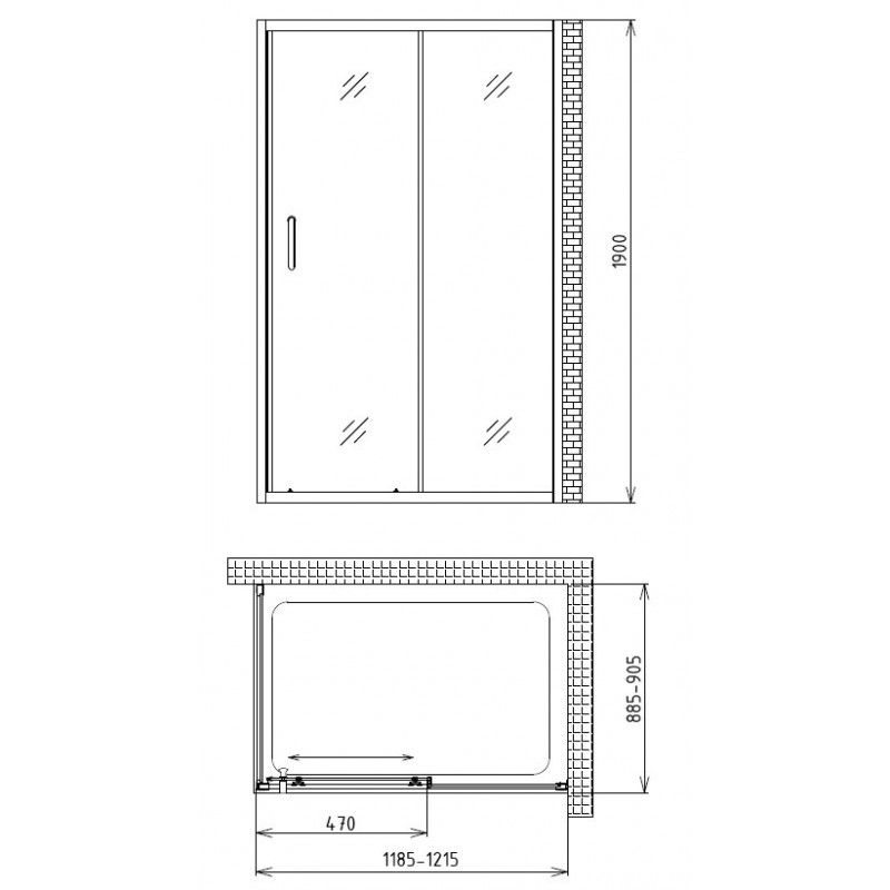 Душевой уголок 120x90х190см Gemy S30191AM-A90M