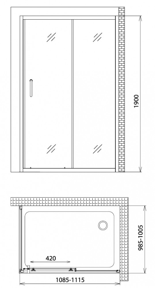 Душевой уголок 110x100х190см Gemy S30191DM-A100M