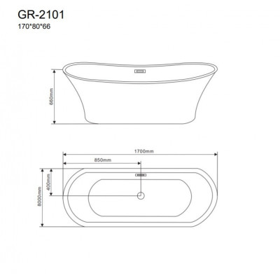 Акриловая ванна отдельностоящая 170x80x66см Grossman GR-2101