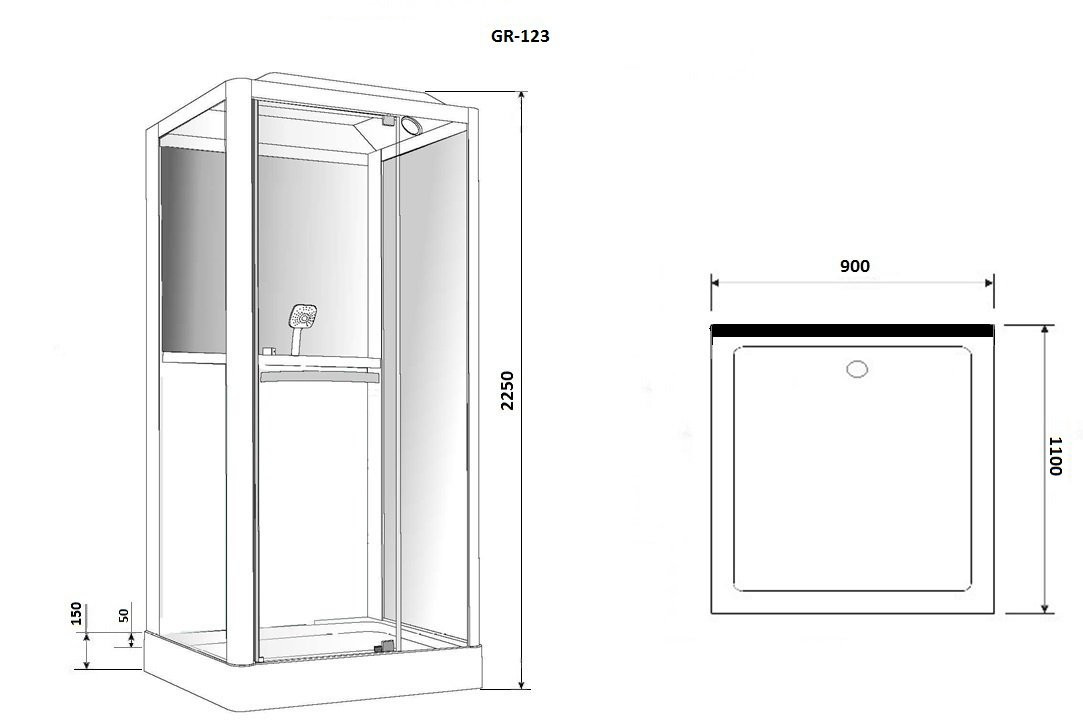 Душевая кабина 90х110см Grossman GR-123(R)