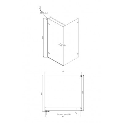 Душевой уголок левый 90x90х200см Abner Ambassador 10011101L