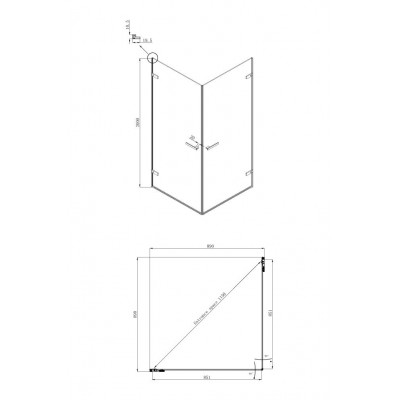 Душевой уголок 90x90х200см Abner Ambassador 10011105