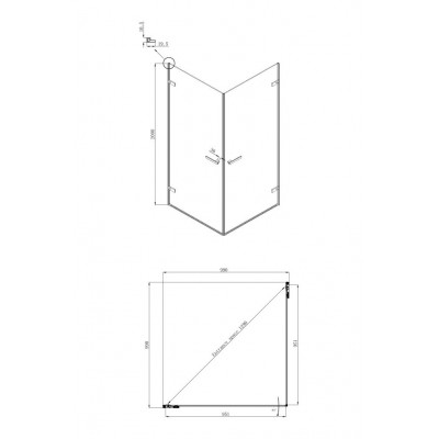 Душевой уголок 100x100х200см Abner Ambassador 10011106