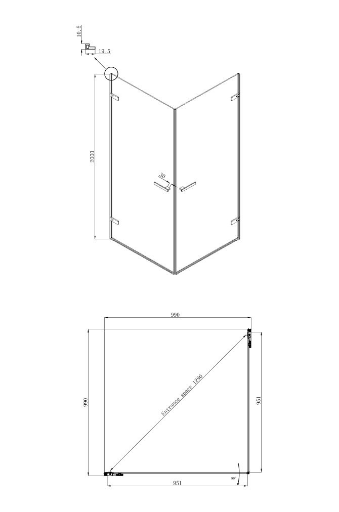 Душевой уголок 100x100х200см Abner Ambassador 10011106