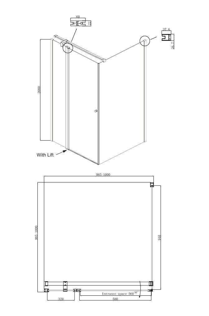 Душевой уголок 100x100х200см Nord Ambassador 13011106