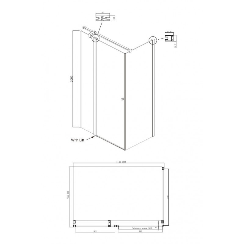 Душевой уголок 120x80х200см Nord Ambassador 13011107
