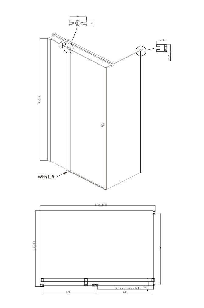 Душевой уголок 120x80х200см Nord Ambassador 13011107