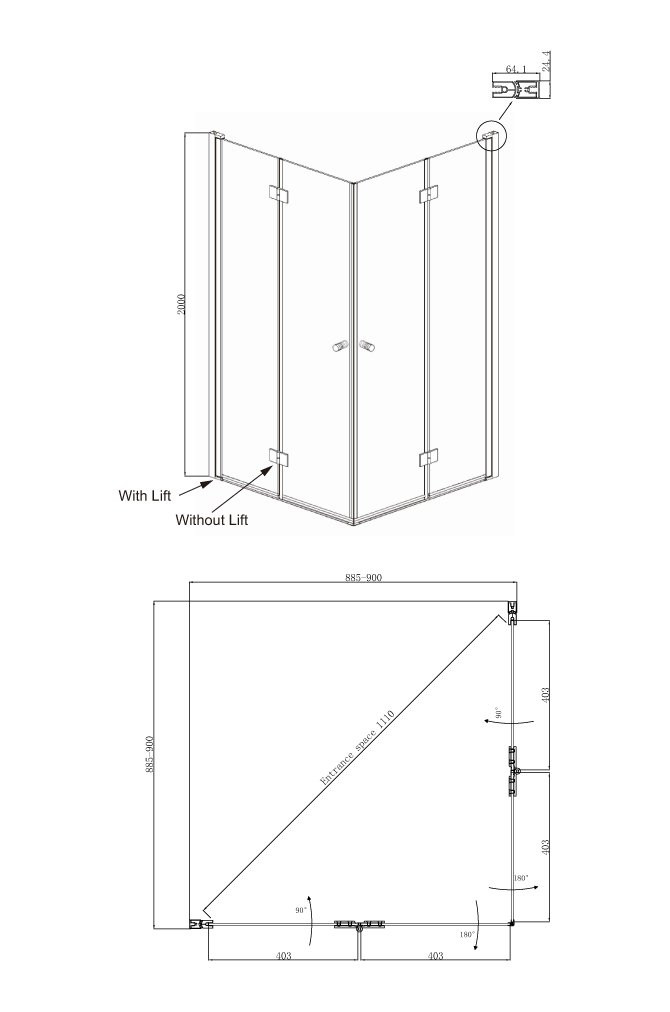 Душевой уголок 90x90х200см Nord Ambassador 13011108