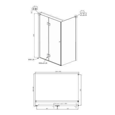 Душевой уголок левый 120x90х200см Daimond Ambassador 12011108L