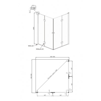 Душевой уголок 90x90х200см Daimond Ambassador 12011109