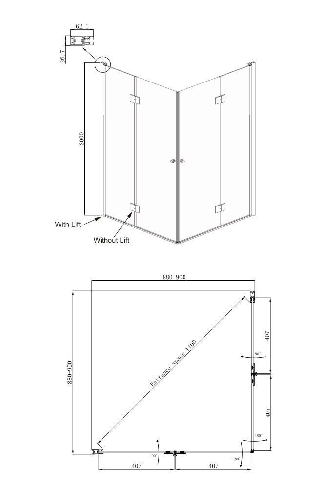 Душевой уголок 90x90х200см Daimond Ambassador 12011109