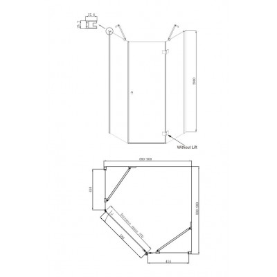 Душевой уголок правый 90x90х200см Daimond Ambassador 12011111R