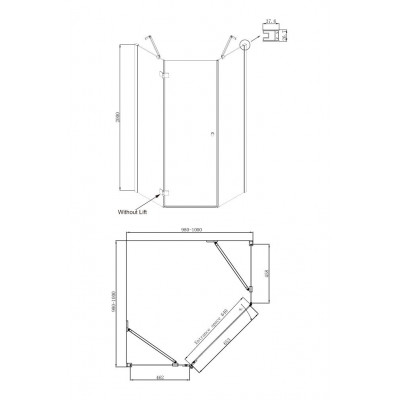 Душевой уголок левый 100x100х200см Daimond Ambassador 12011112L