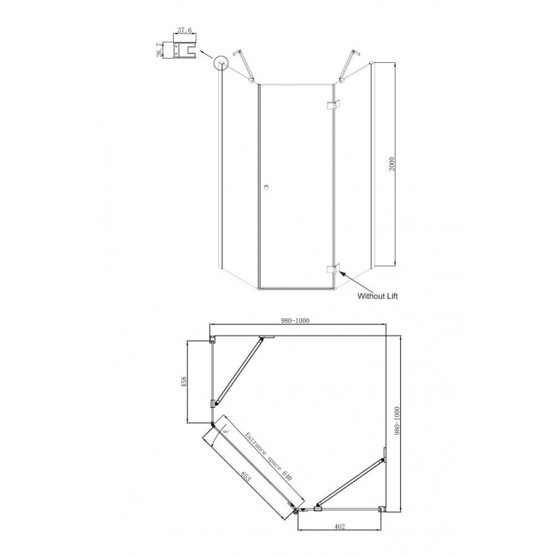 Душевой уголок правый 100x100х200см Daimond Ambassador 12011112R