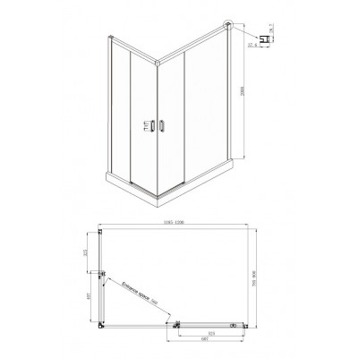 Душевой уголок правый 120x80х200см Queen Ambassador 11011106R