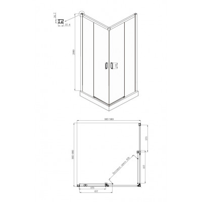 Душевой уголок 90x90х200см Queen Ambassador 11011203Black