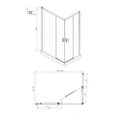 Душевой уголок левый 120x80х200см Queen Ambassador 11011205LBlack