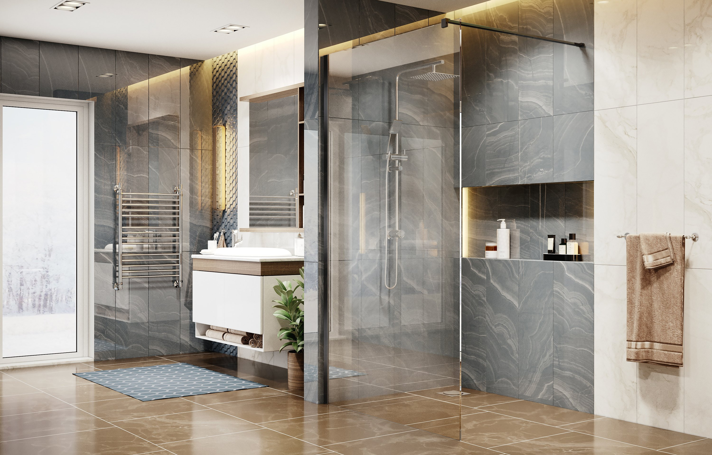 Душевая перегородка 100х200см Walk-In Ambassador 15031110