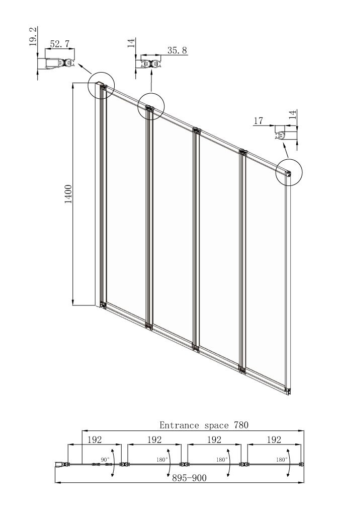 Шторка для ванны левая 90х140см Bath Screens Ambassador 16041110L