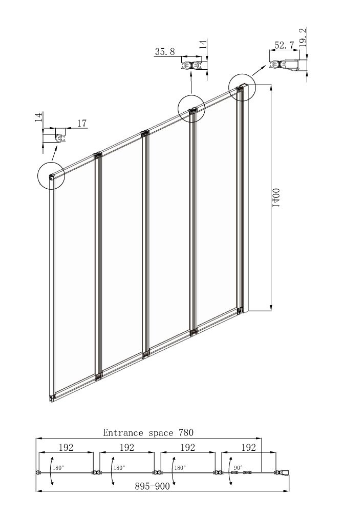 Шторка для ванны правая 90х140см Bath Screens Ambassador 16041110R