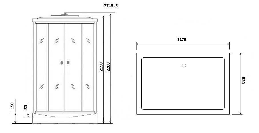 Душевая кабина правая 117.5x82х215см Niagara 7713WR
