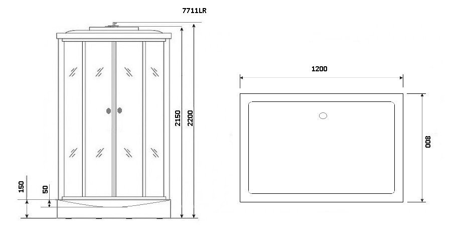 Душевая кабина 120x90 Niagara 7711GR правая
