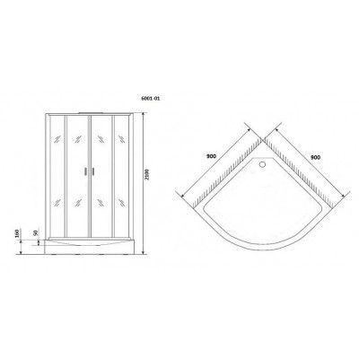 Душевая кабина 90x90х210см Niagara NG-6001-01