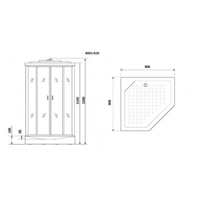 Душевая кабина 90x90х220см Niagara NG-6001-01D