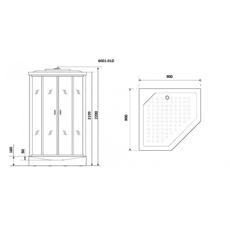 Душевая кабина 90x90х220см Niagara NG-6001-01D
