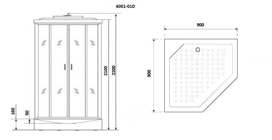 Душевая кабина 90x90х220см Niagara NG-6001-01D