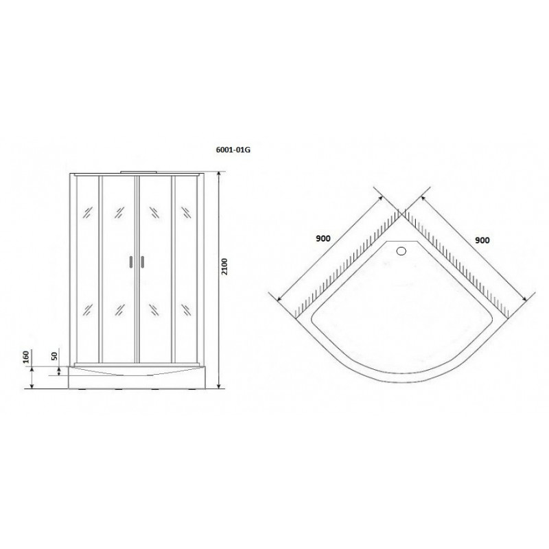 Душевая кабина 90x90х210см Niagara NG-6001-01G