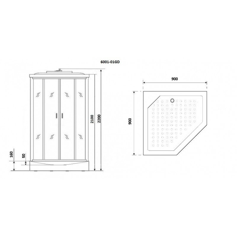 Душевая кабина 90x90х220см Niagara  NG-6001-01GD