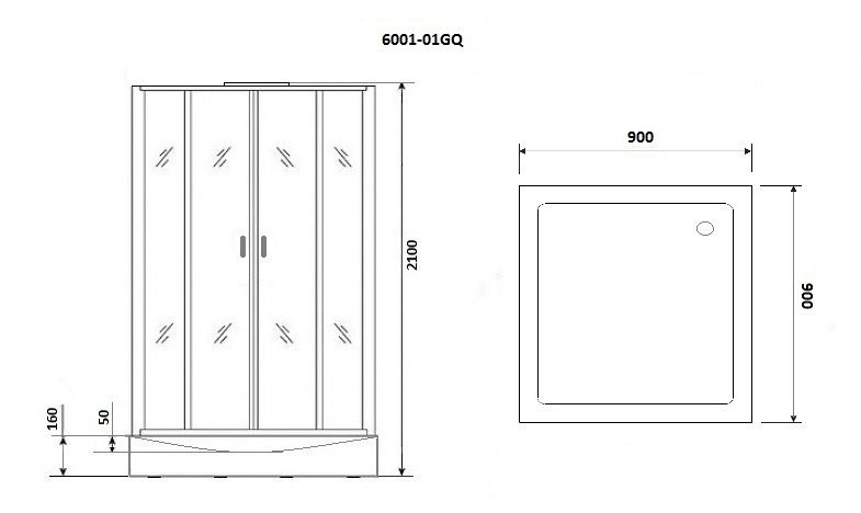 Душевая кабина 90x90х210см Niagara NG-6001-01GQ
