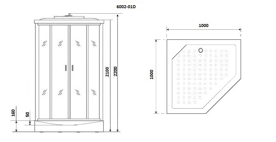 Душевая кабина 100x100х220см Niagara NG-6002-01D