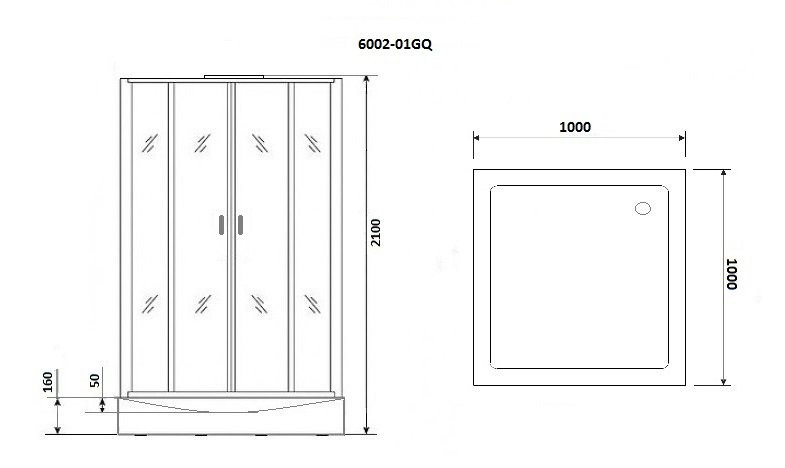 Душевая кабина 100x100х210см Niagara NG-6002-01GQ