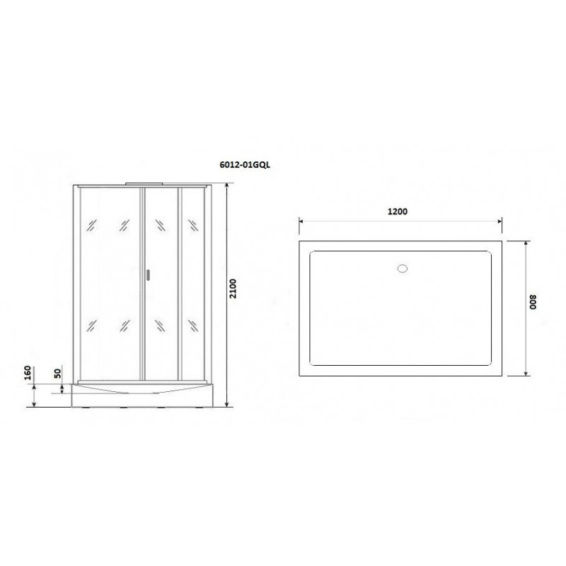 Душевая кабина левая 120x80х210см Niagara NG-6012-01GQL