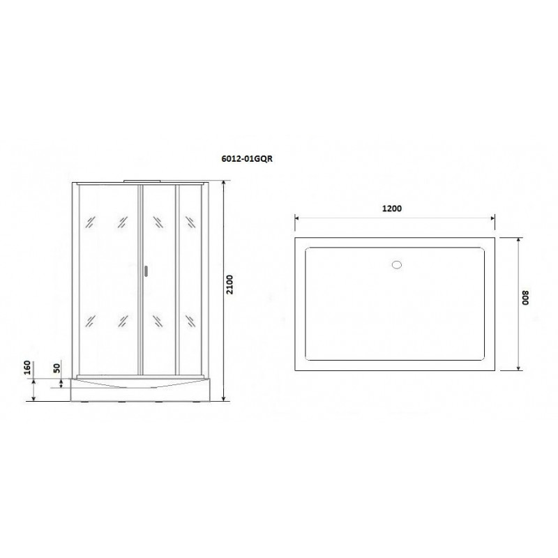 Душевая кабина правая 120x80х210см Niagara NG-6012-01GQR