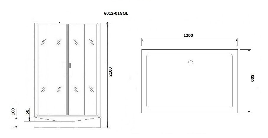 Душевая кабина левая 120x80х210см Niagara NG-6012-01QL