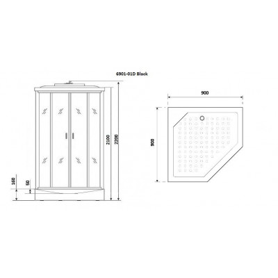 Душевая кабина 90x90х220см Niagara NG-6901-01D BLACK
