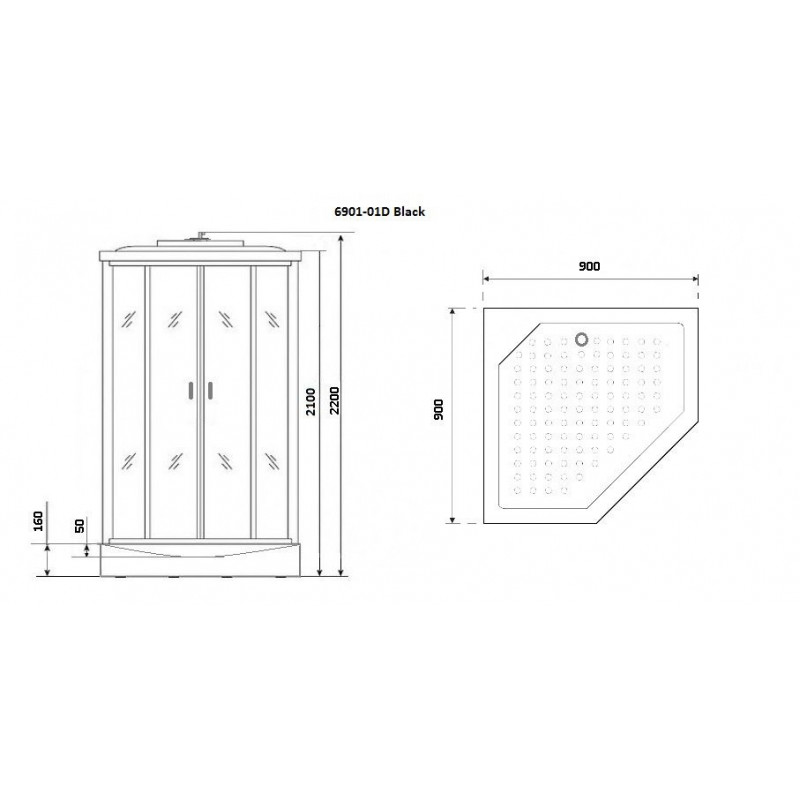 Душевая кабина 90x90х220см Niagara NG-6901-01D BLACK